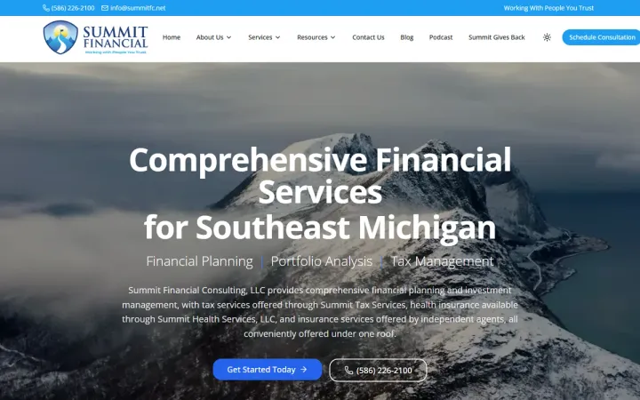 Summit Financial Consulting website home page